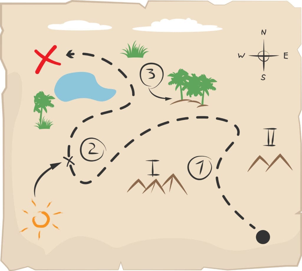 Drawing of a treasure map