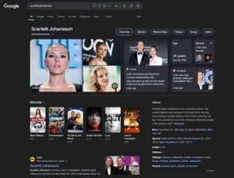 An example of a zero click search for Scarlet Johansson